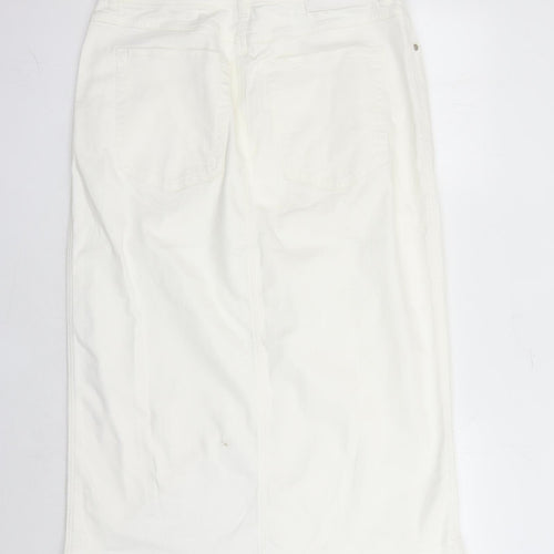 Autograph Womens White Cotton A-Line Skirt Size 16 Zip