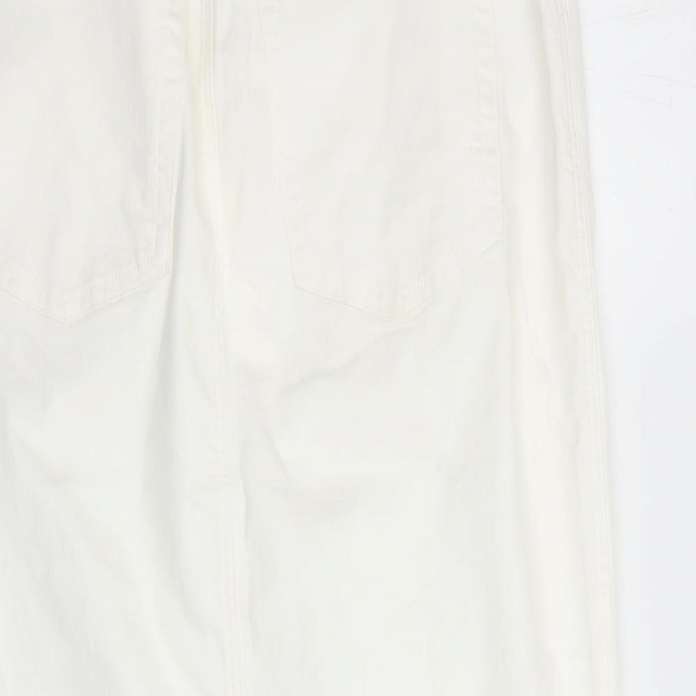 Autograph Womens White Cotton A-Line Skirt Size 16 Zip