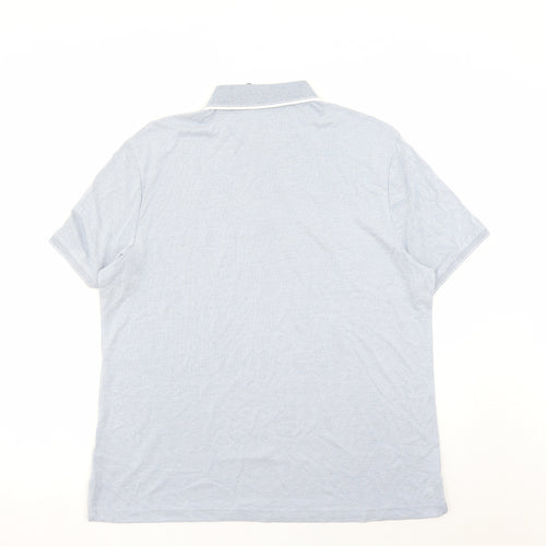 Marks and Spencer Mens Blue Geometric Modal Polo Size XL Collared Button