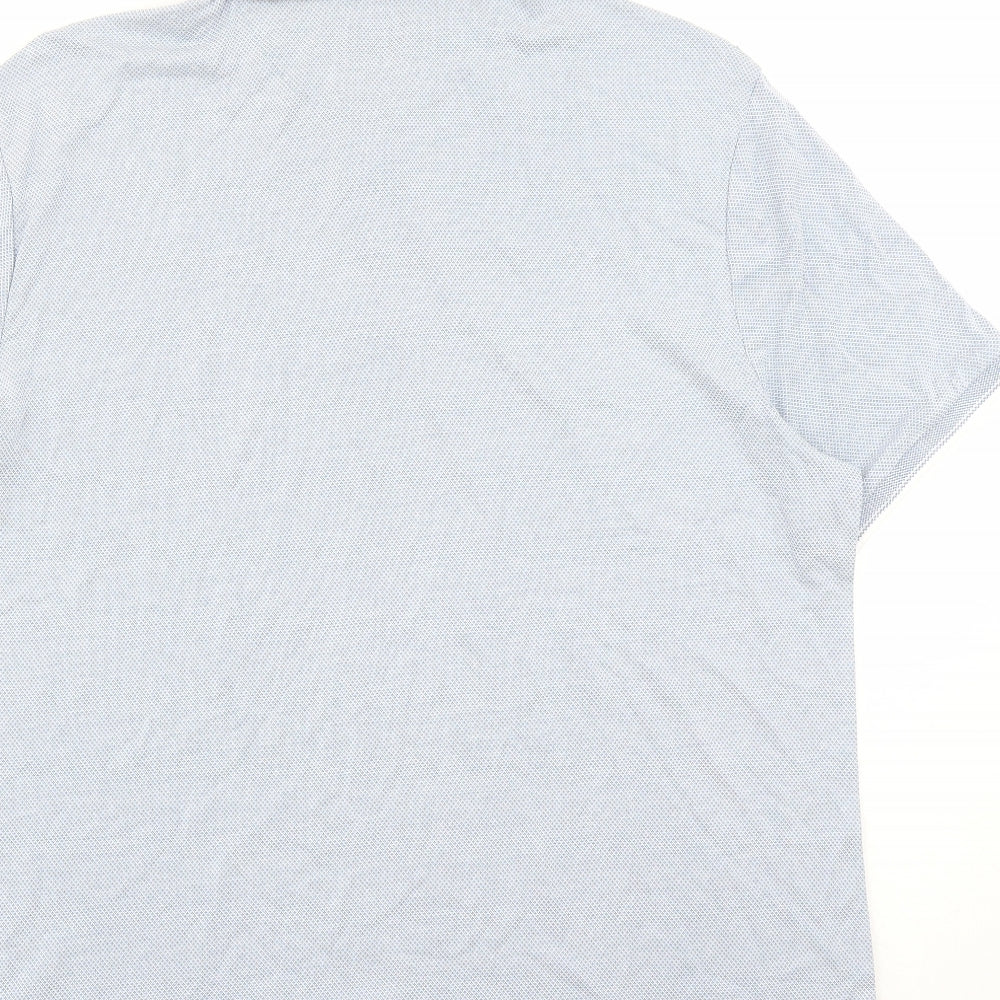 Marks and Spencer Mens Blue Geometric Modal Polo Size XL Collared Button