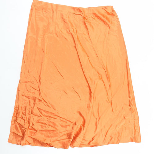Marks and Spencer Womens Orange Viscose Swing Skirt Size 20 - Elasticated Waist