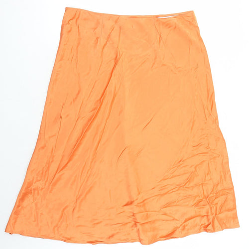 Marks and Spencer Womens Orange Viscose Swing Skirt Size 20 - Elasticated Waist