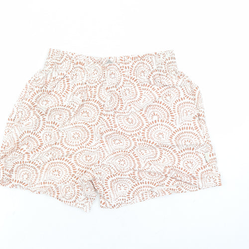 Burgs Womens Brown Geometric Polyester Mom Shorts Size 10 L4 in Regular - Elasticated Waist