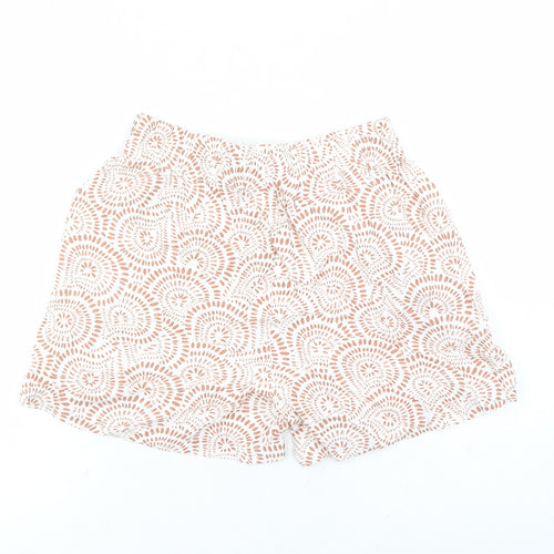 Burgs Womens Brown Geometric Polyester Mom Shorts Size 10 L4 in Regular - Elasticated Waist