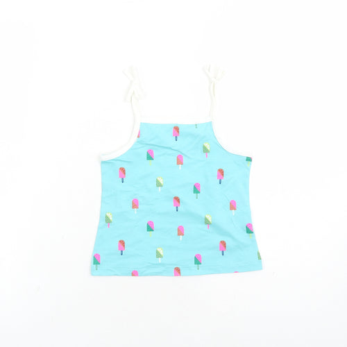 Marks and Spencer Girls Black Geometric Cotton Camisole Tank Size 2-3 Years Square Neck Tie - Ice Lolly Pattern