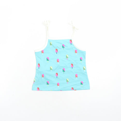 Marks and Spencer Girls Black Geometric Cotton Camisole Tank Size 2-3 Years Square Neck Tie - Ice Lolly Pattern