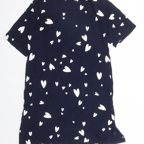 Marks and Spencer Womens Blue Geometric Cotton Top Dress Size M - Heart Pattern