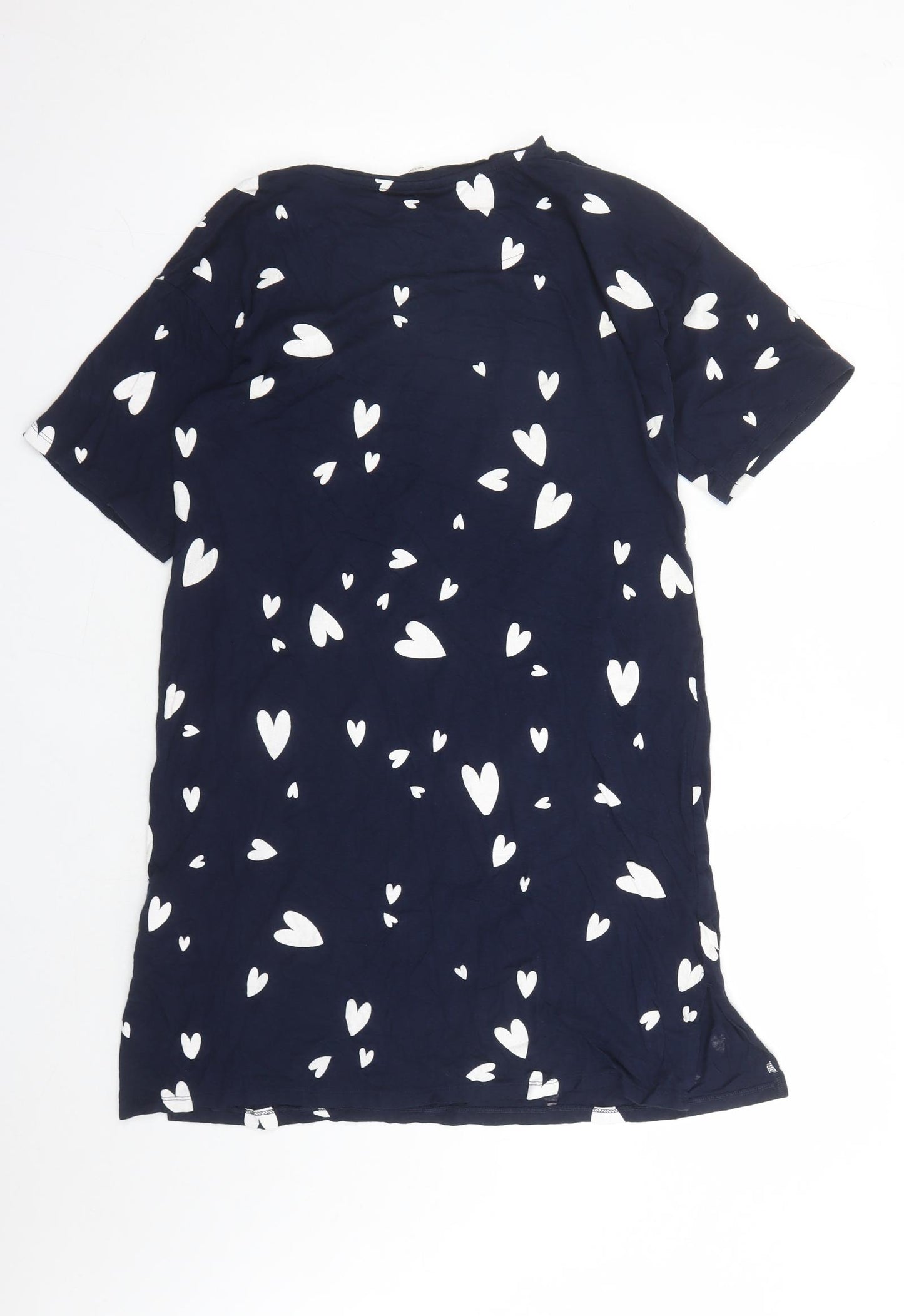 Marks and Spencer Womens Blue Geometric Cotton Top Dress Size M - Heart Pattern