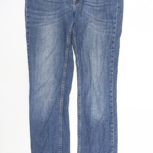 Indigo Womens Blue Cotton Straight Jeans Size 10 L29 in Slim Zip