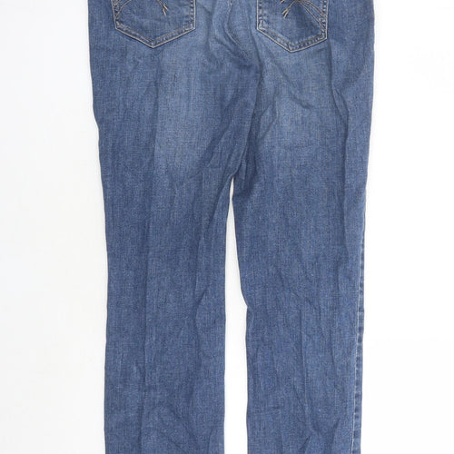 Indigo Womens Blue Cotton Straight Jeans Size 10 L29 in Slim Zip