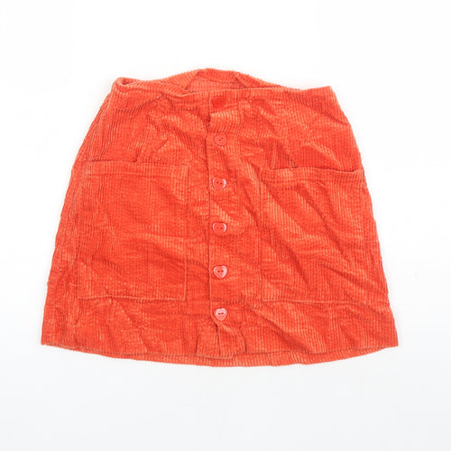 Rolla's Womens Orange Cotton Mini Skirt Size 6 Button