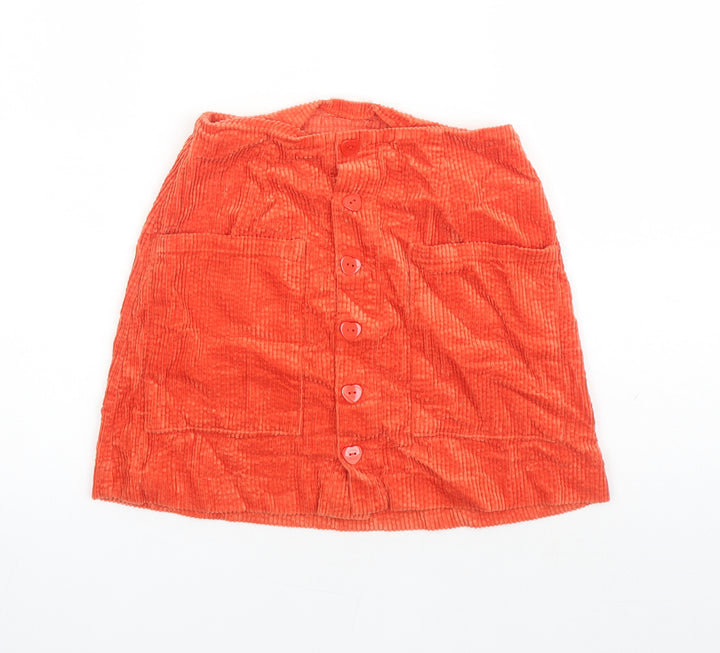 Rolla's Womens Orange Cotton Mini Skirt Size 6 Button