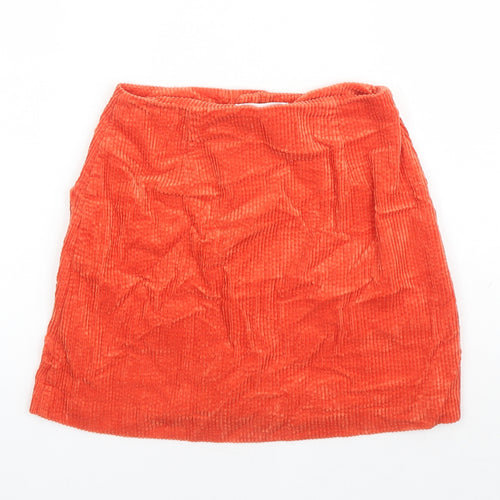 Rolla's Womens Orange Cotton Mini Skirt Size 6 Button
