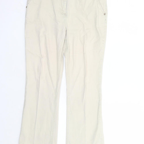Per Una Womens Beige Cotton Bootcut Jeans Size 10 L27 in Regular Zip