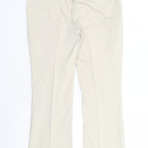 Per Una Womens Beige Cotton Bootcut Jeans Size 10 L27 in Regular Zip
