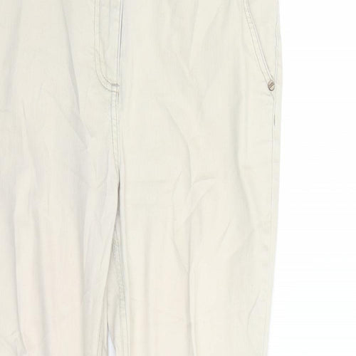 Per Una Womens Beige Cotton Bootcut Jeans Size 10 L27 in Regular Zip
