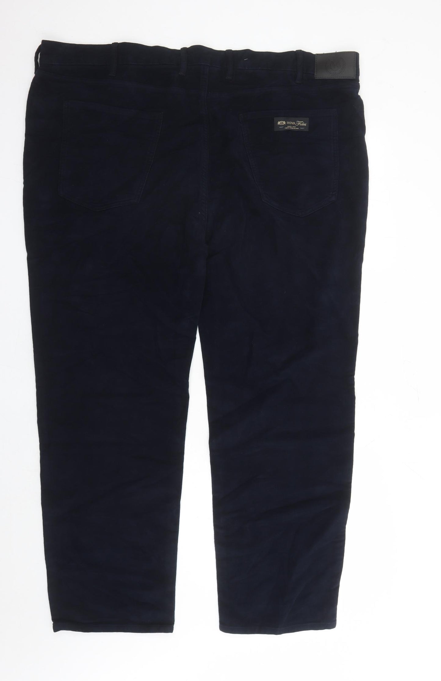 Marks and Spencer Mens Blue Cotton Trousers Size 44 in L31 in Regular Zip