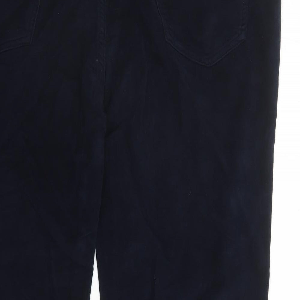 Marks and Spencer Mens Blue Cotton Trousers Size 44 in L31 in Regular Zip