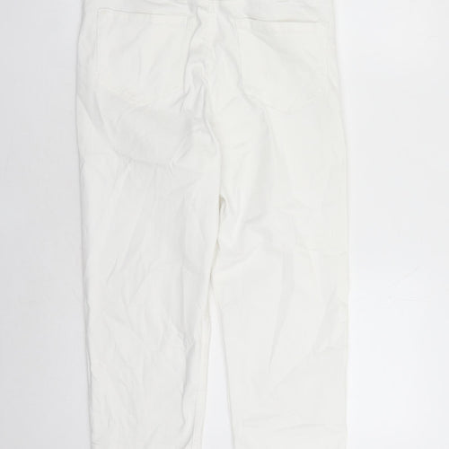 Marks and Spencer Womens White Cotton Straight Jeans Size 12 L23 in Regular Zip