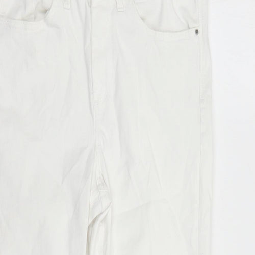 Marks and Spencer Womens White Cotton Straight Jeans Size 12 L23 in Regular Zip