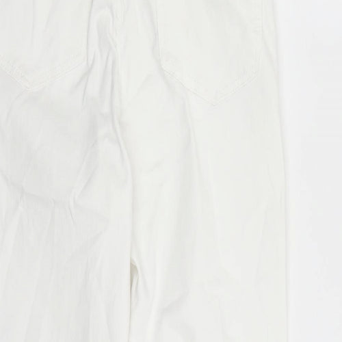 Marks and Spencer Womens White Cotton Straight Jeans Size 12 L23 in Regular Zip