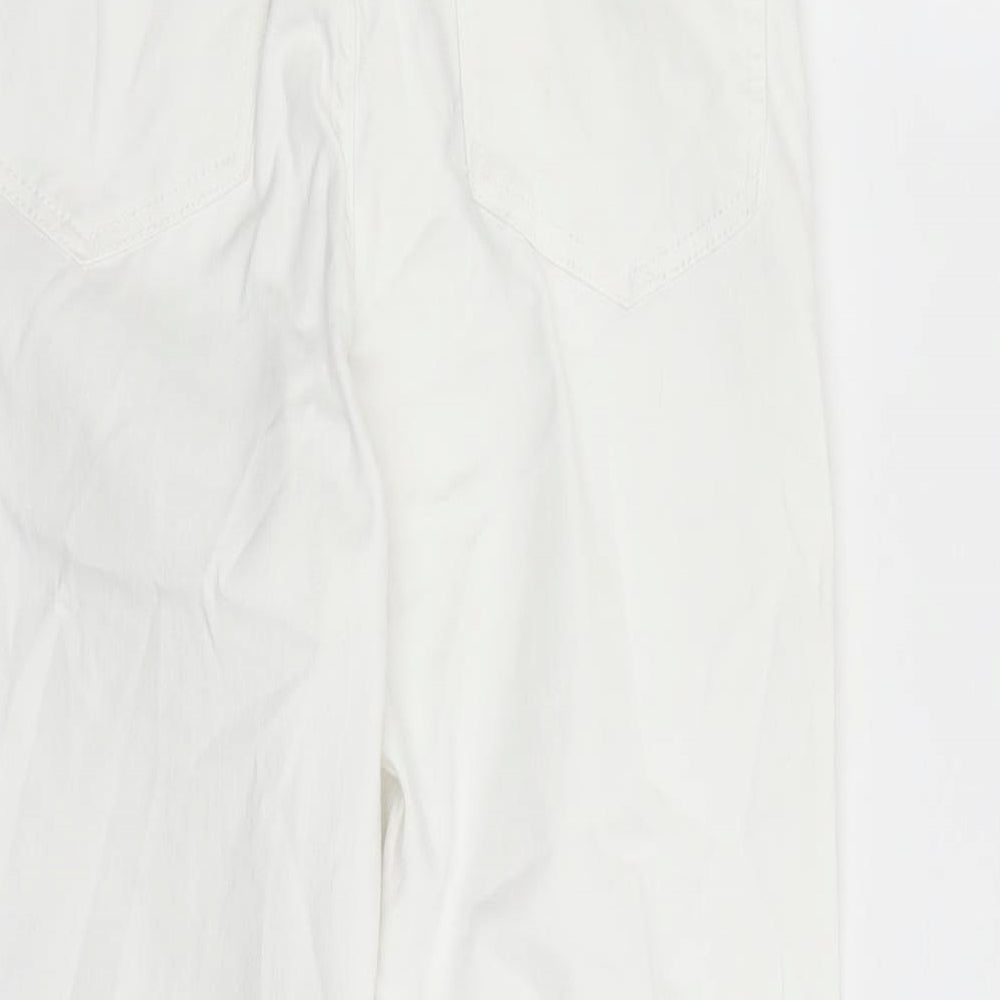 Marks and Spencer Womens White Cotton Straight Jeans Size 12 L23 in Regular Zip