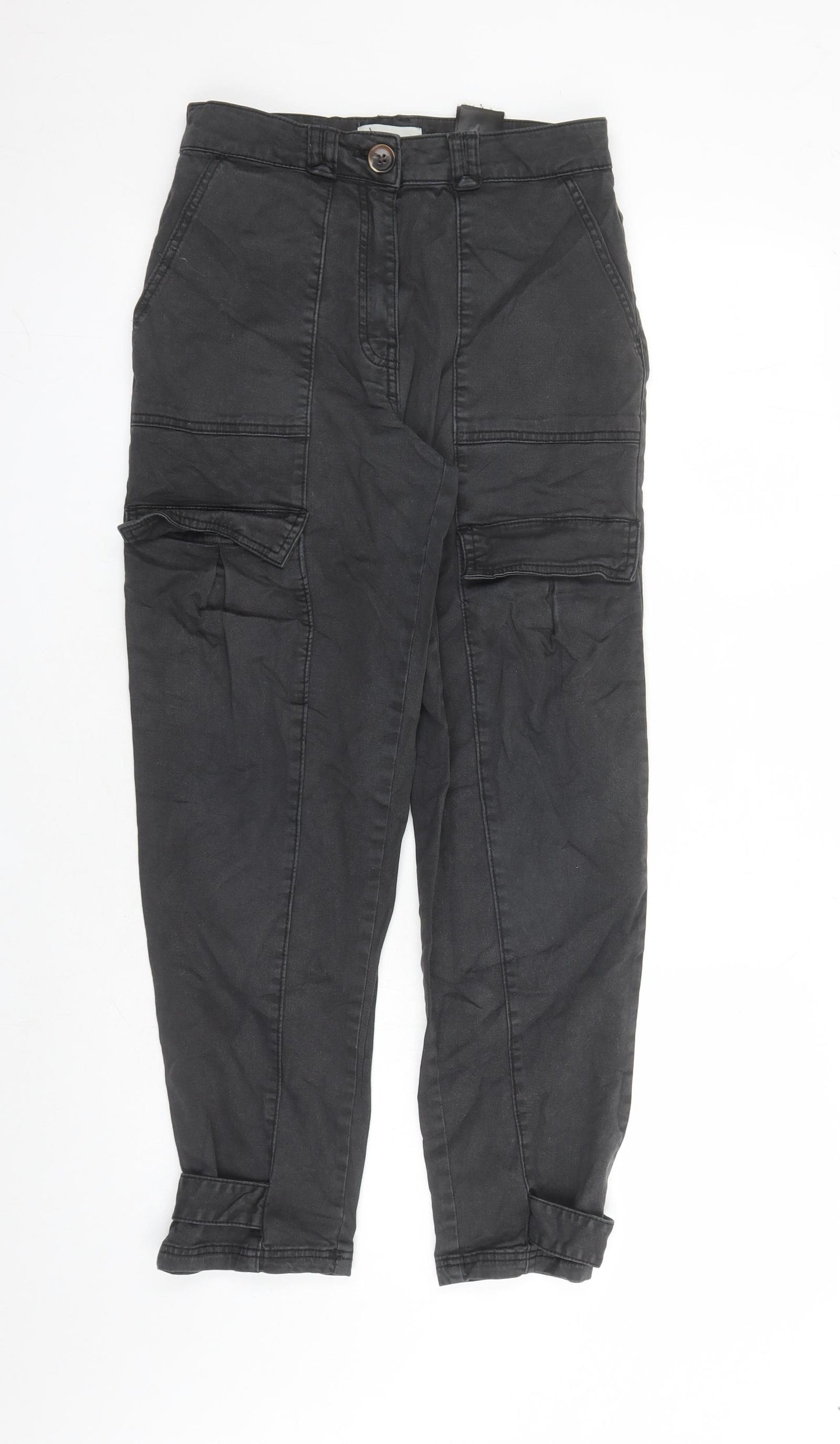 H&M Womens Black Cotton Straight Jeans Size 6 L26 in Regular Zip - Cargo