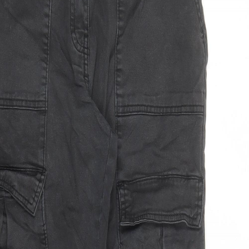 H&M Womens Black Cotton Straight Jeans Size 6 L26 in Regular Zip - Cargo