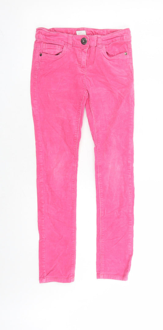 NEXT Girls Pink Cotton Carrot Trousers Size 11 Years L26 in Regular Zip