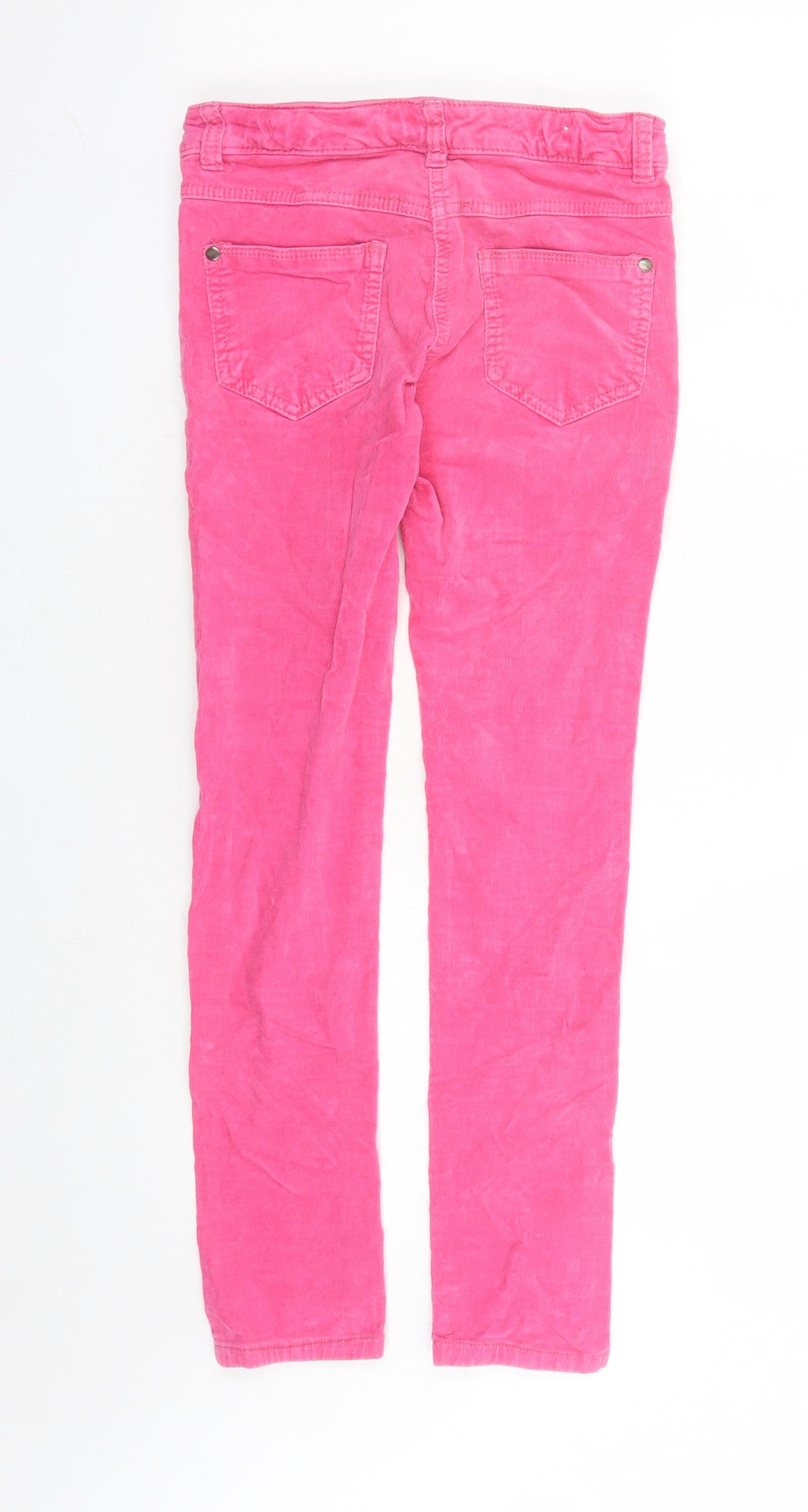 NEXT Girls Pink Cotton Carrot Trousers Size 11 Years L26 in Regular Zip