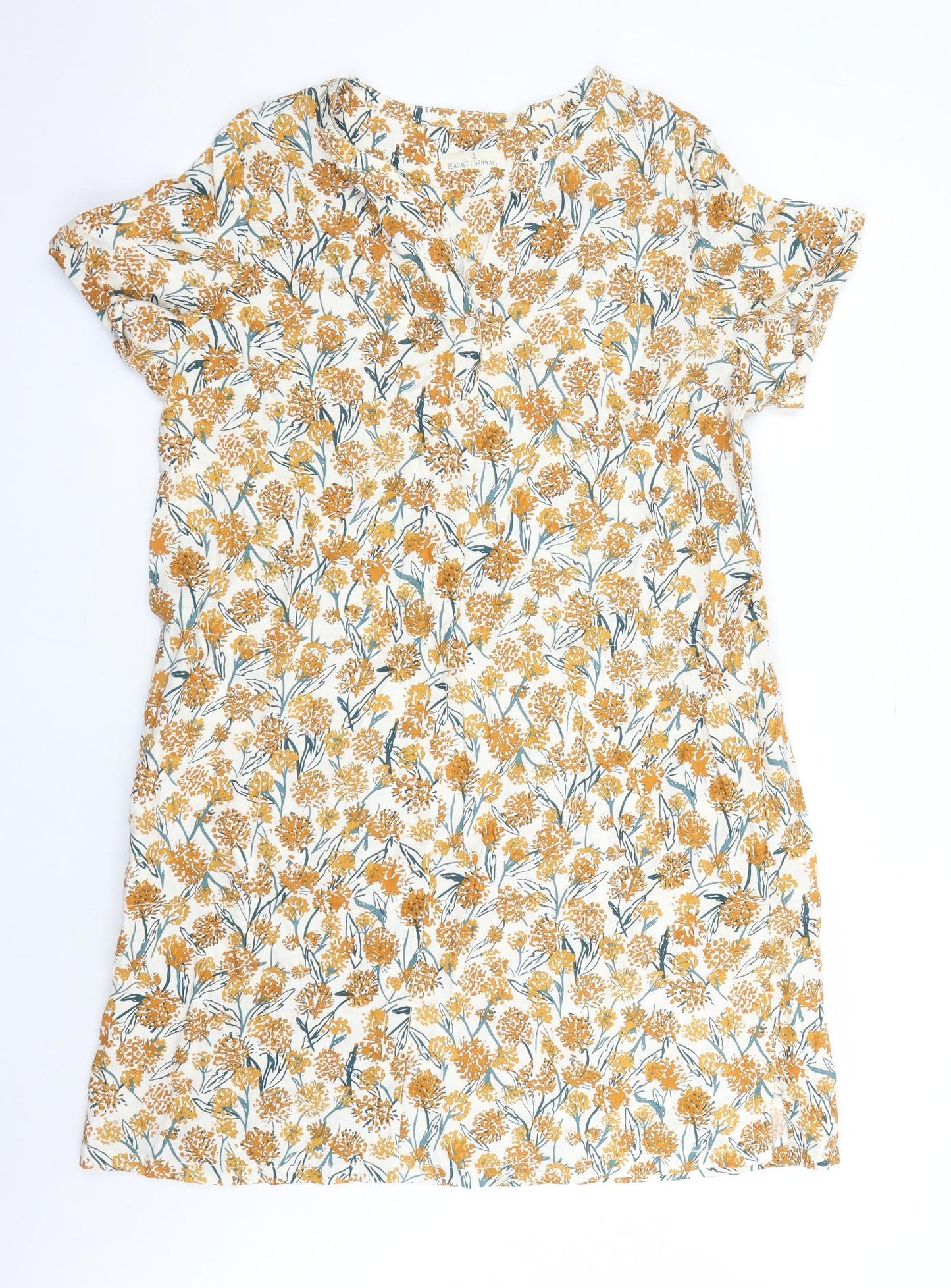 Seasalt Womens Multicoloured Floral Polyester A-Line Size L V-Neck Pullover - Estimated size L