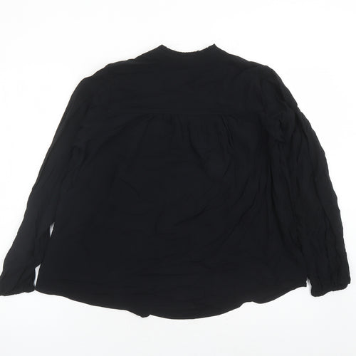 Marks and Spencer Womens Black Viscose Basic Blouse Size 8 V-Neck