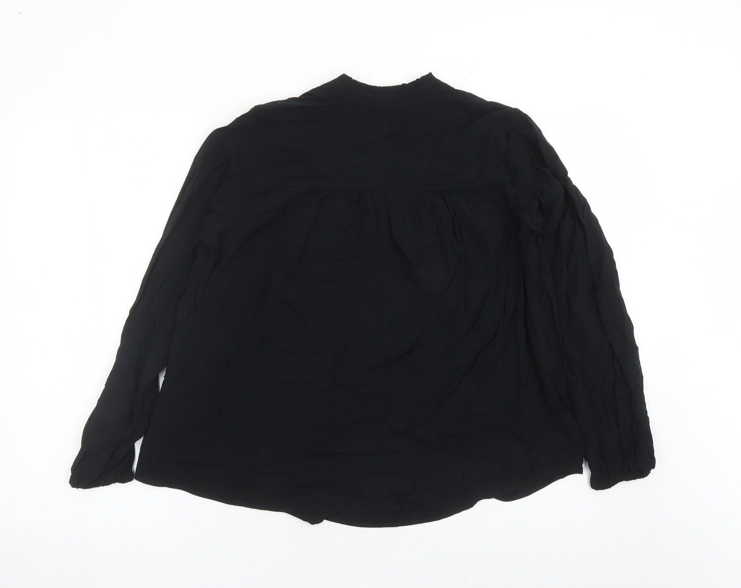 Marks and Spencer Womens Black Viscose Basic Blouse Size 8 V-Neck