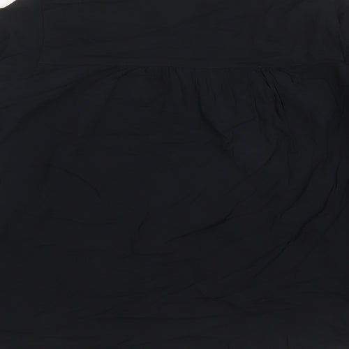 Marks and Spencer Womens Black Viscose Basic Blouse Size 8 V-Neck