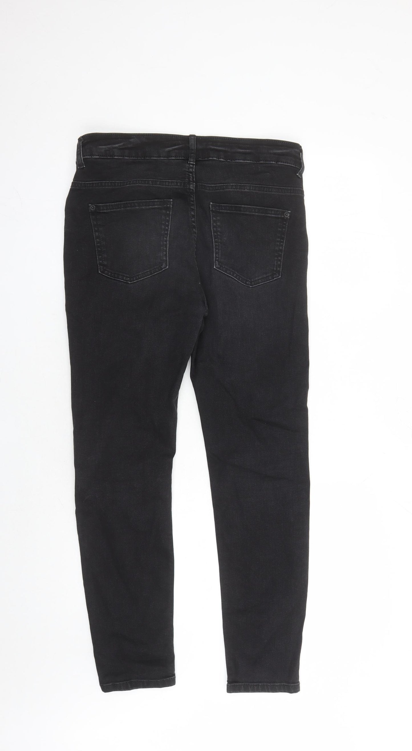 Marks and Spencer Womens Black Cotton Skinny Jeans Size 12 L27 in Regular Zip