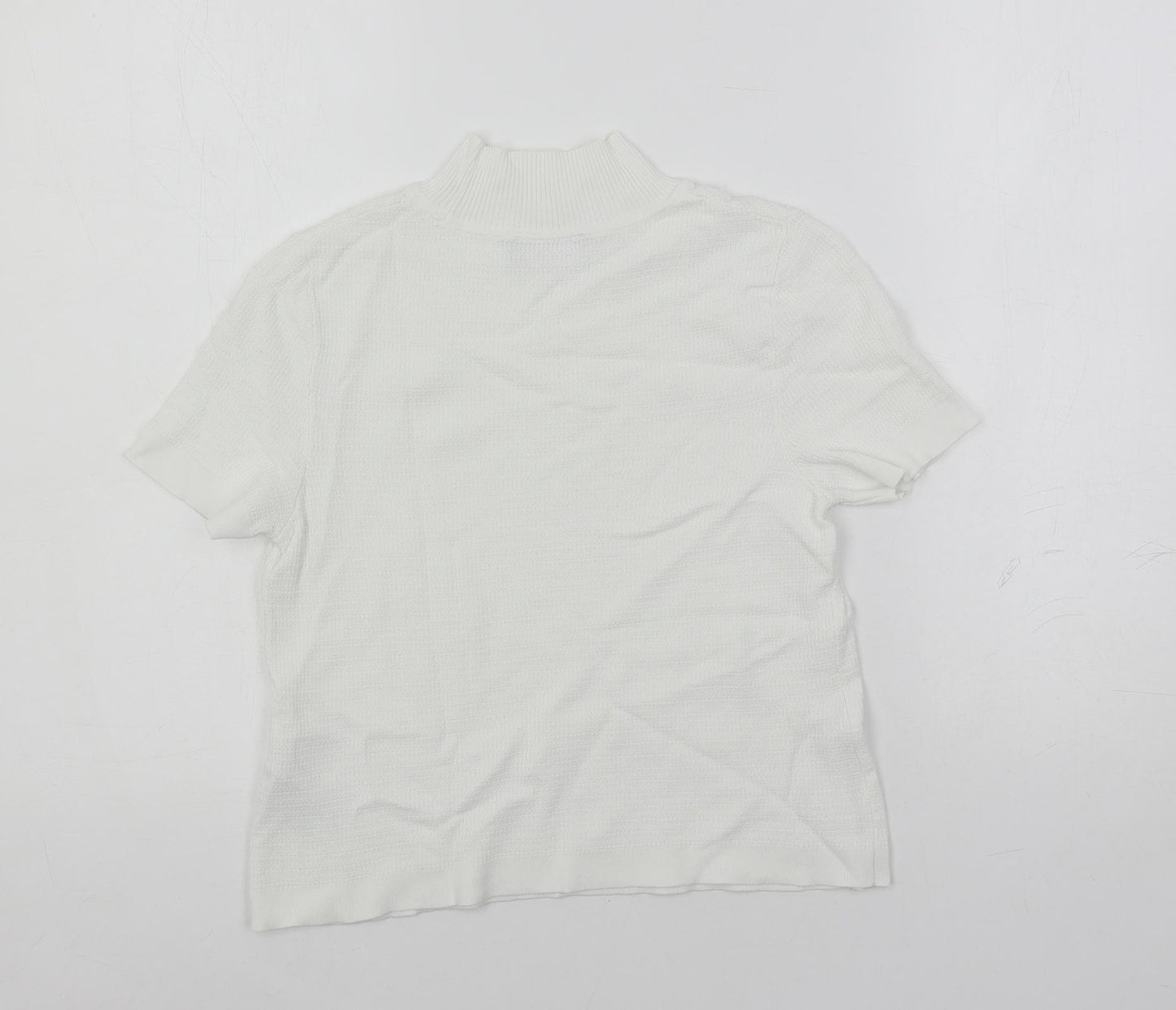 Autograph Womens White High Neck Viscose Pullover Jumper Size 8