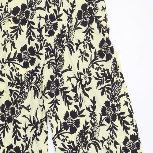 Mango Womens Ivory Floral Viscose Cropped Trousers Size S L21 in Regular - Elastic Waist
