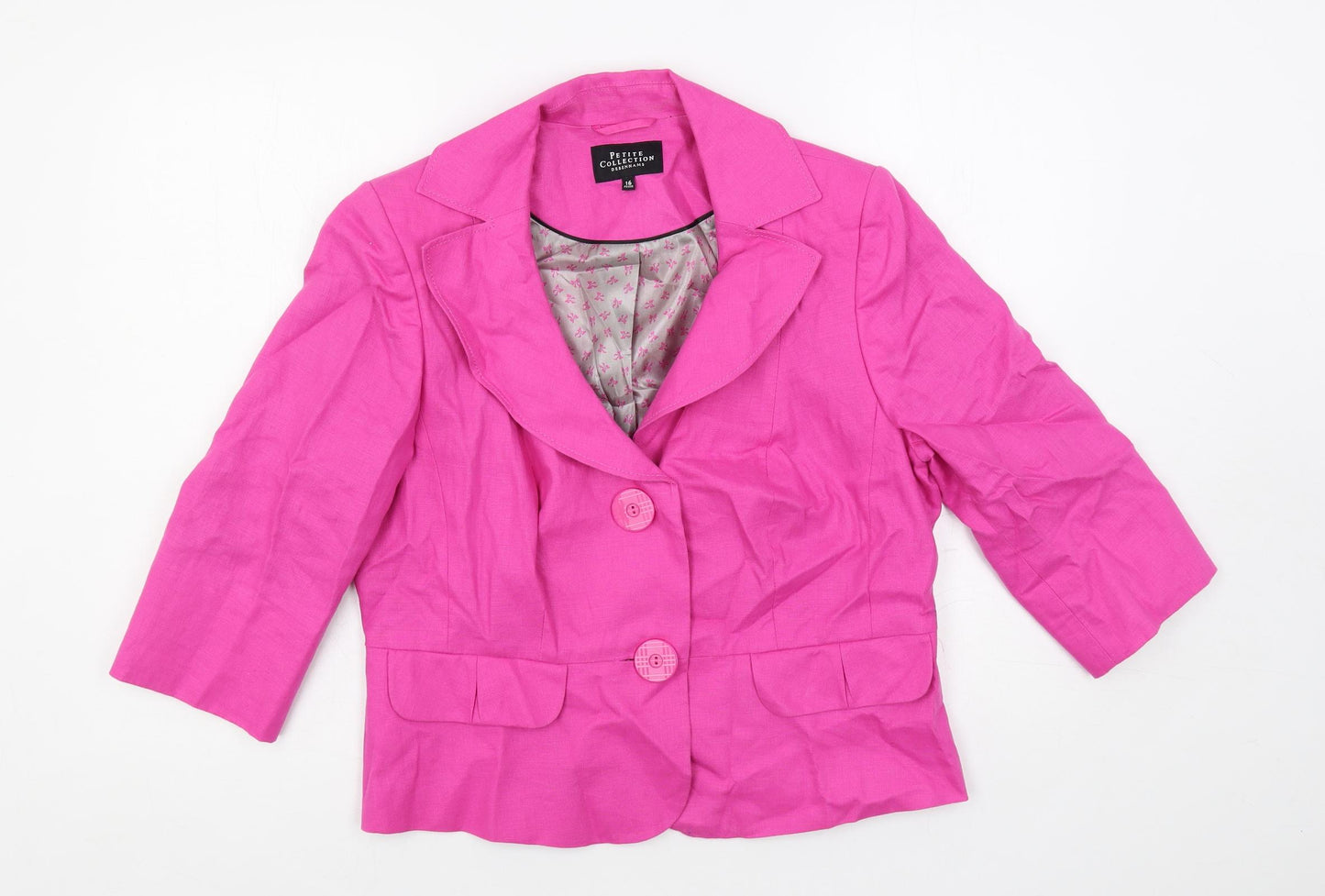 Debenhams Womens Pink Jacket Blazer Size 16 Button