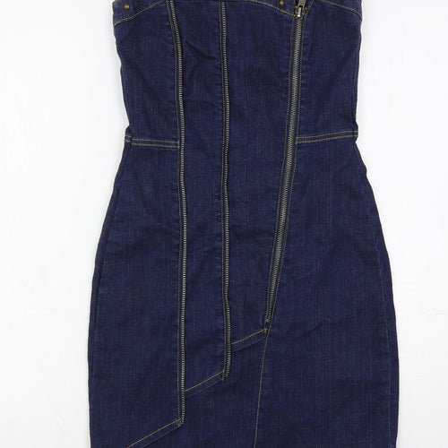 Blanco Jeans Womens Blue Cotton Mini Size 8 Sweetheart Zip - Strapless