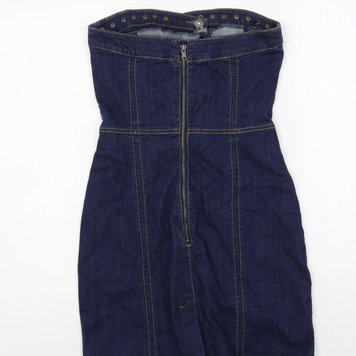 Blanco Jeans Womens Blue Cotton Mini Size 8 Sweetheart Zip - Strapless