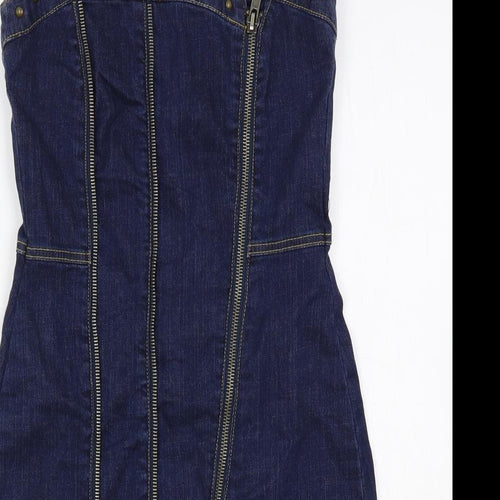 Blanco Jeans Womens Blue Cotton Mini Size 8 Sweetheart Zip - Strapless