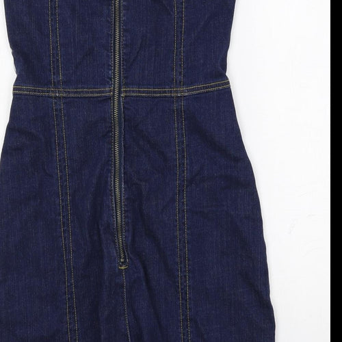 Blanco Jeans Womens Blue Cotton Mini Size 8 Sweetheart Zip - Strapless