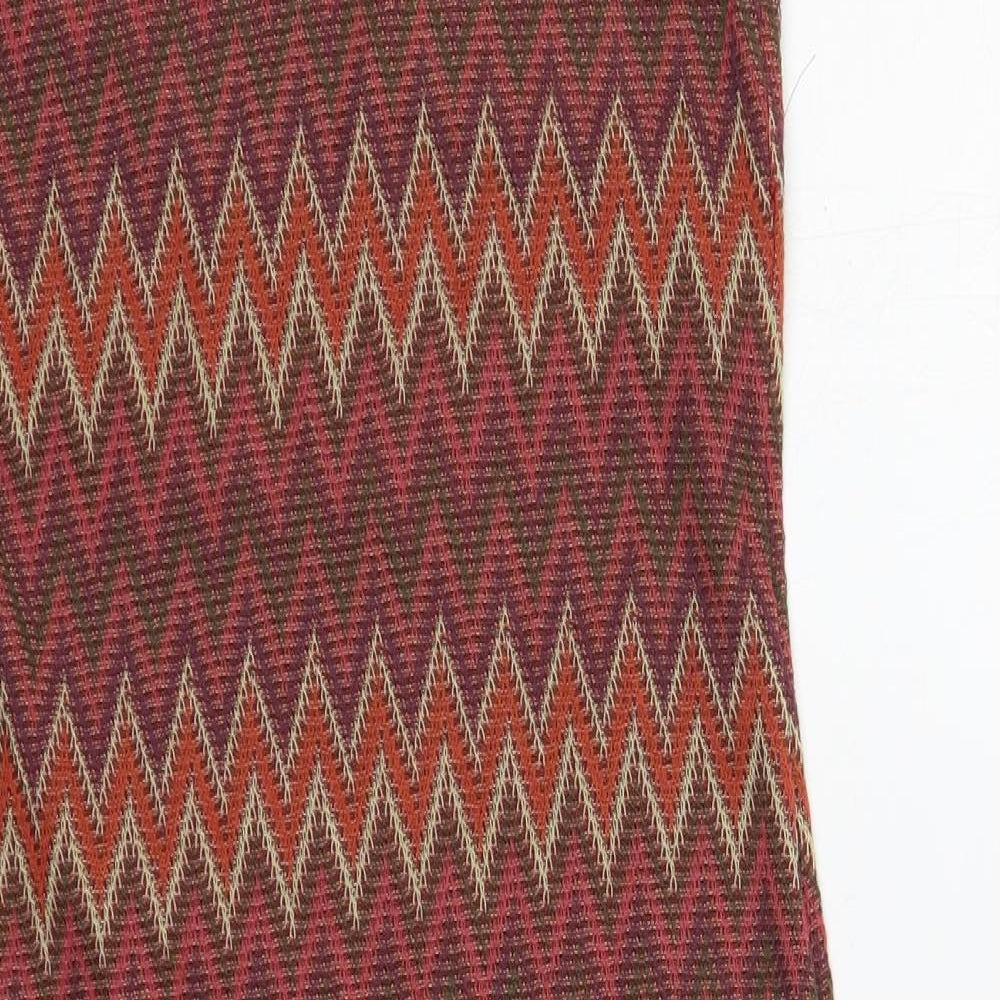 OZOC Womens Red Geometric Polyester Shift Size 10 V-Neck Pullover