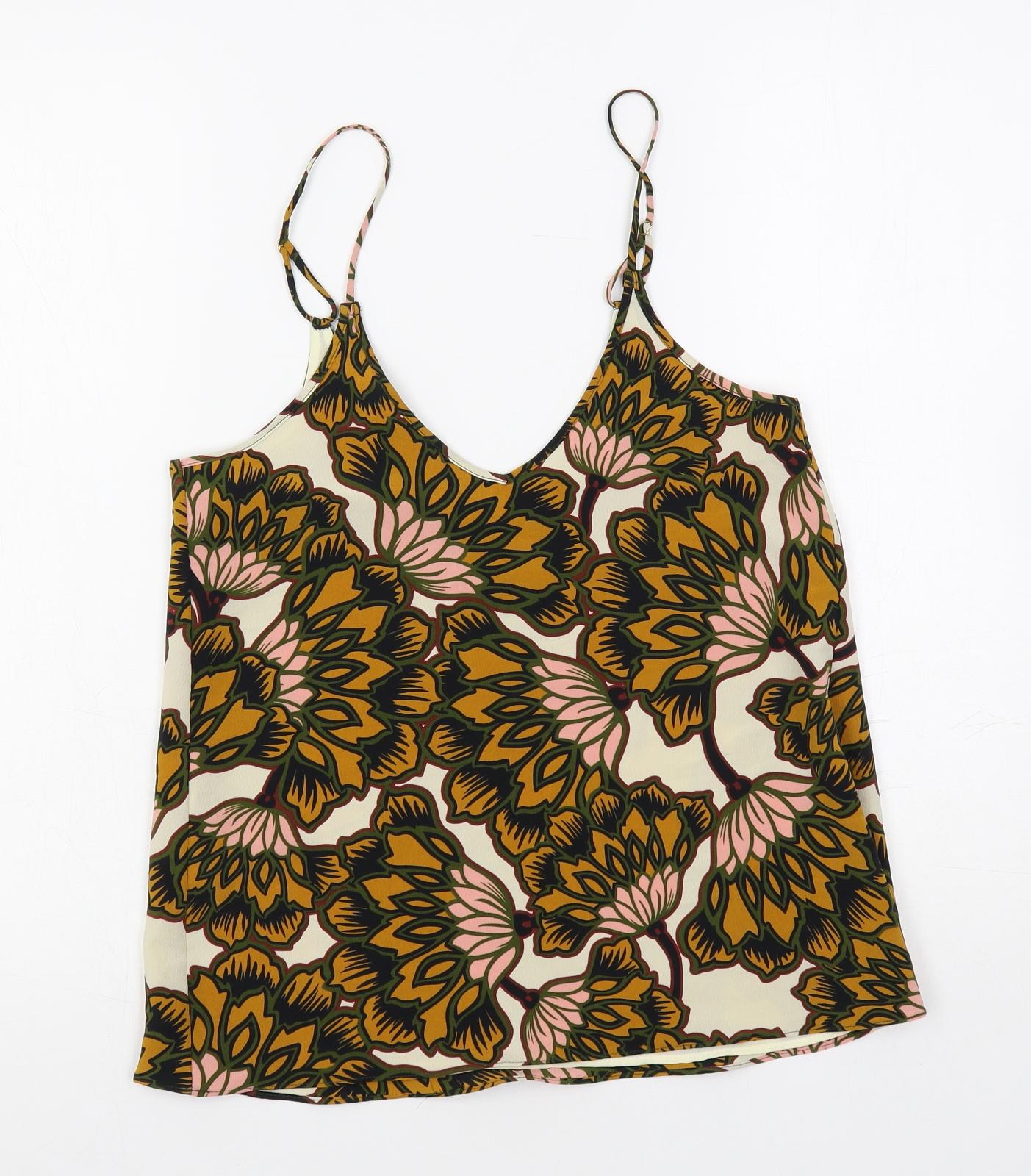 River Island Womens Multicoloured Floral Polyester Camisole Tank Size 6 V-Neck