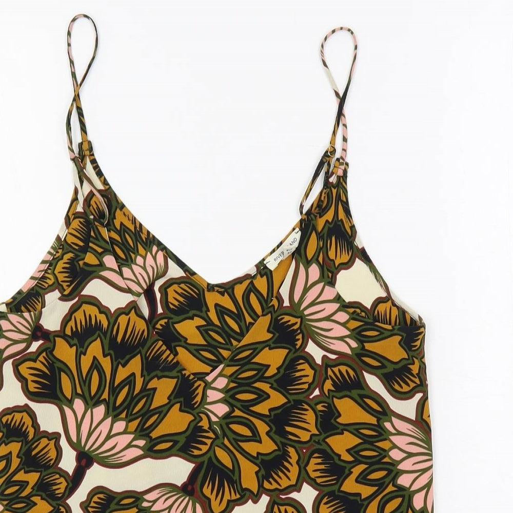 River Island Womens Multicoloured Floral Polyester Camisole Tank Size 6 V-Neck