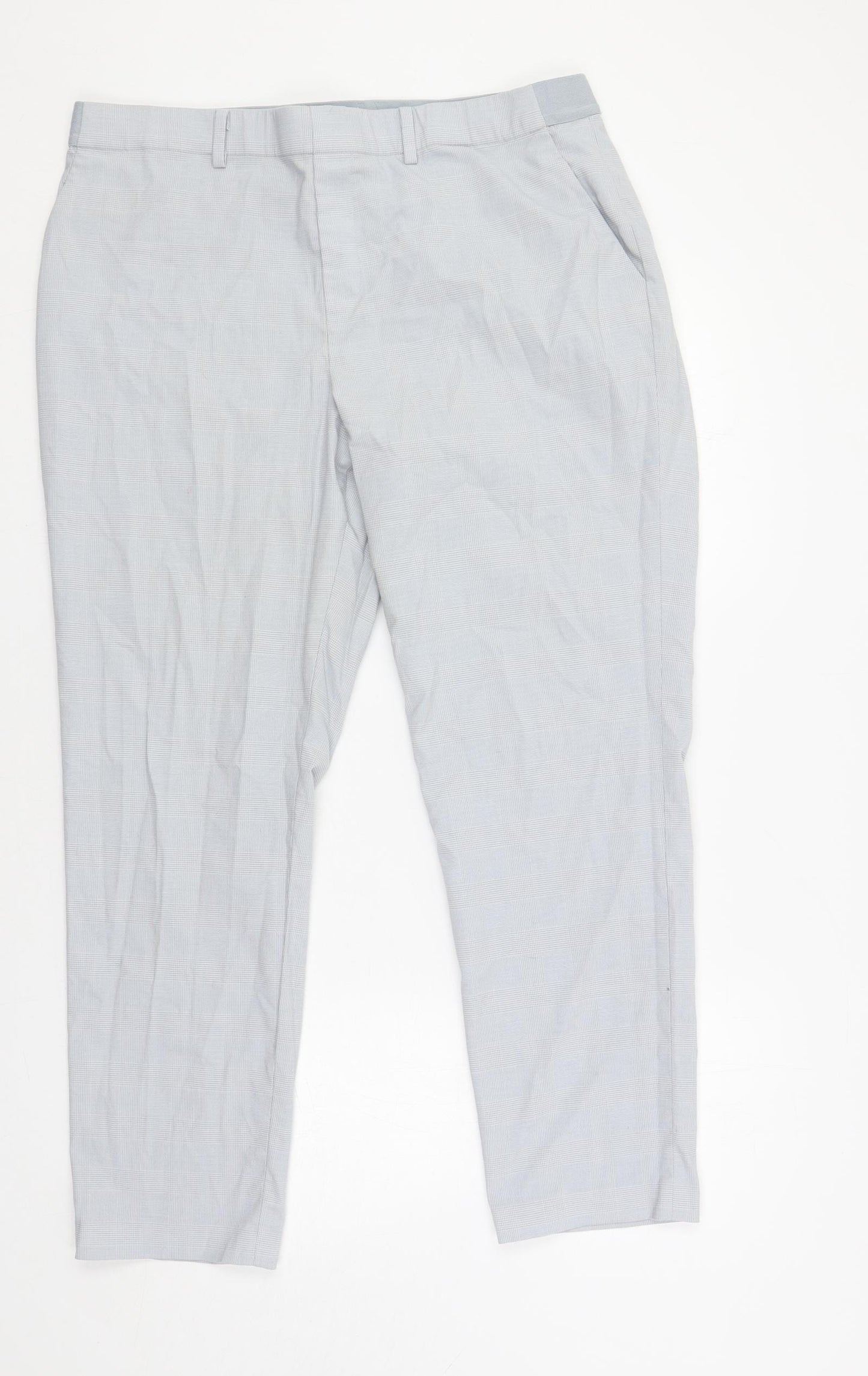 Uniqlo Womens Grey Plaid Polyester Chino Trousers Size 33 in L28 in Regular