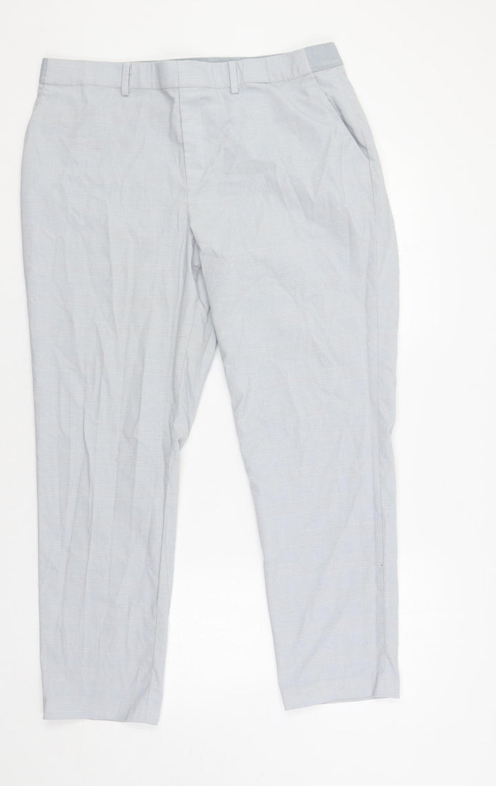 Uniqlo Womens Grey Plaid Polyester Chino Trousers Size 33 in L28 in Regular