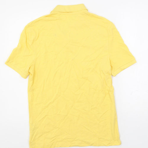 Marks and Spencer Mens Yellow Cotton Polo Size S Collared Button