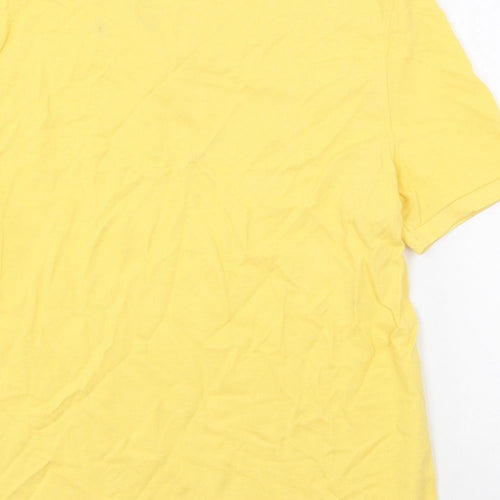 Marks and Spencer Mens Yellow Cotton Polo Size S Collared Button