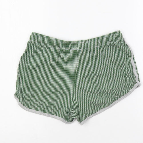 Harry Potter Womens Green Striped Cotton Sweat Shorts Size 10 L3 in Regular Drawstring - Elastic Waist